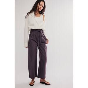 Rare NEW Free People Sienna Paper Bag Trouser Tie Waist in Black